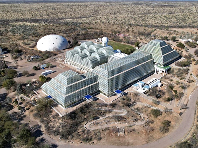 Biosphere 2: Where science fiction meets reality in the Arizona desert. This futuristic marvel looks like it could house the next generation of space explorers!