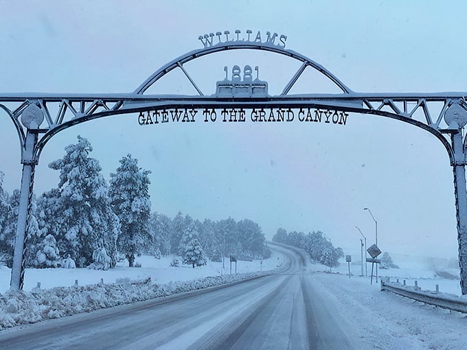 Winter wonderland or Arizona oasis? This snowy gateway to Williams proves the Grand Canyon State isn't just cacti and tumbleweeds.