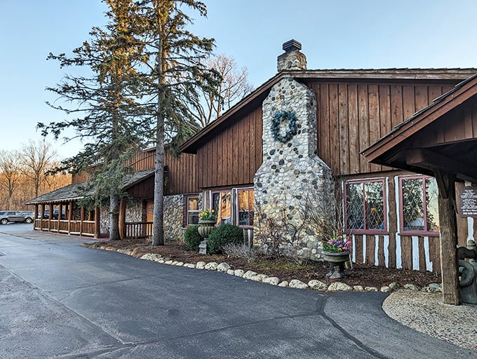 A Tudor-style time machine! This charming exterior whisks you away to a cozy English countryside retreat, right in the heart of Wisconsin.