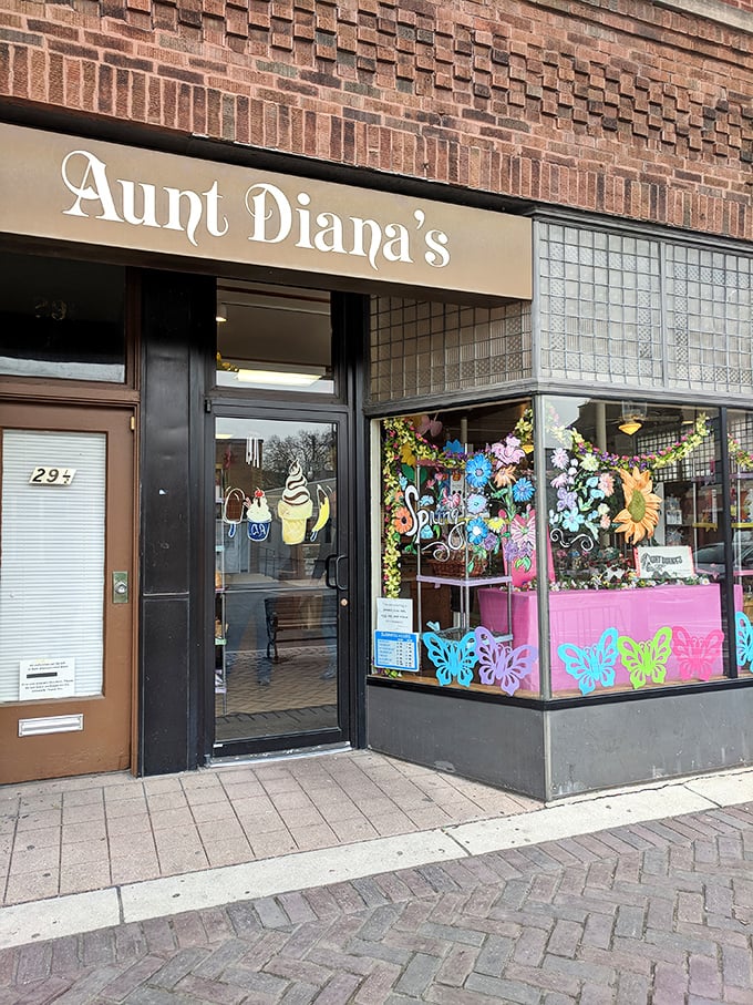 Step into sweetness! Aunt Diana's storefront is like a portal to Candyland, minus the board game frustration.