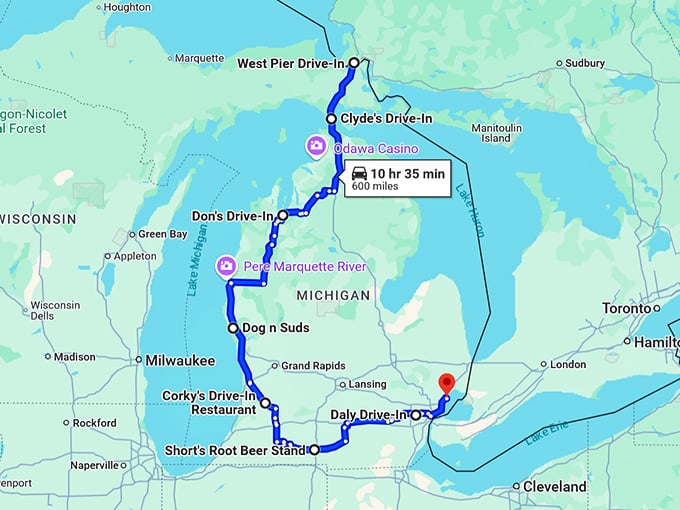 trip-michigan-drive-ins map