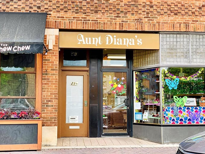 Step into sweetness! Aunt Diana's storefront is like a portal to Candyland, minus the board game frustration.