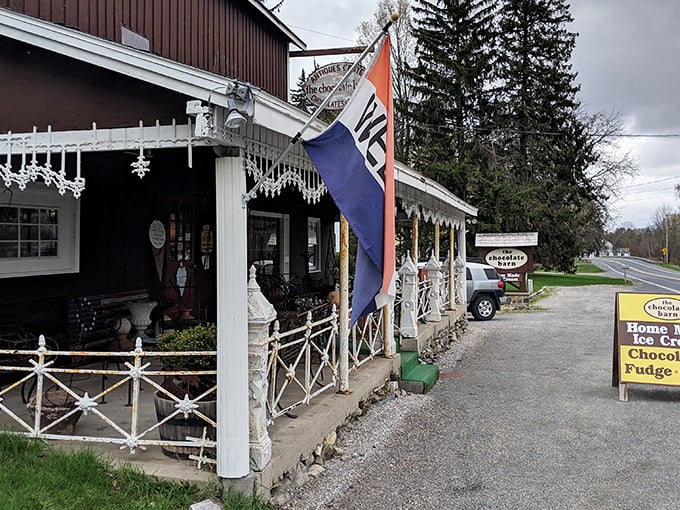 Chocolate dreams come true! This rustic red barn isn't housing cows, but something far sweeter. Welcome to The Chocolate Barn, where calories don't count and smiles are guaranteed.