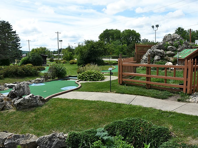 Putting paradise! This Swiss-inspired mini-golf course is greener than a wheel of Emmentaler and twice as holey.