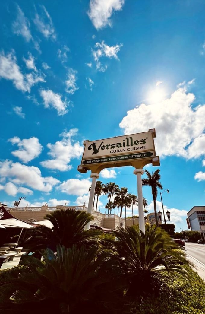 A taste of Havana on Calle Ocho! Versailles Restaurant's iconic facade promises Cuban culinary delights that'll transport you faster than any time machine.