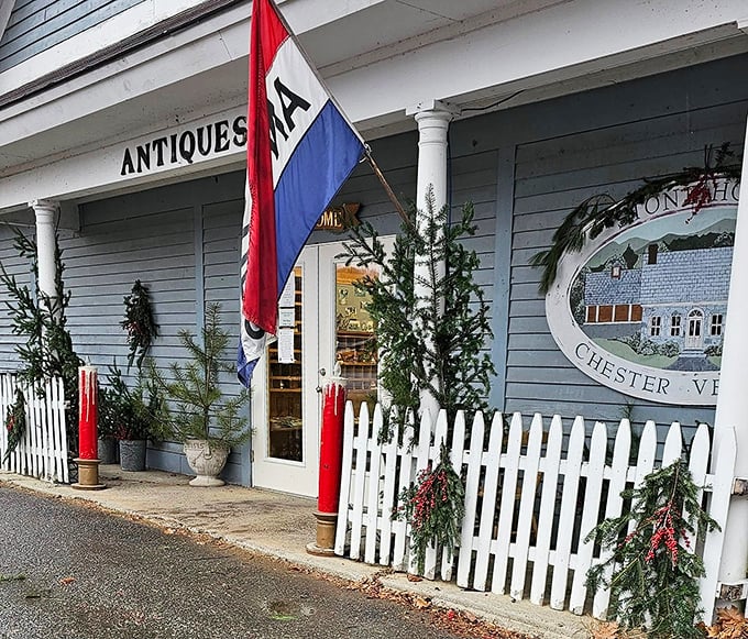 Festive flags and picket fences – Stone House Antique Center isn't just selling history, it's living it. Ready for a trip down memory lane?