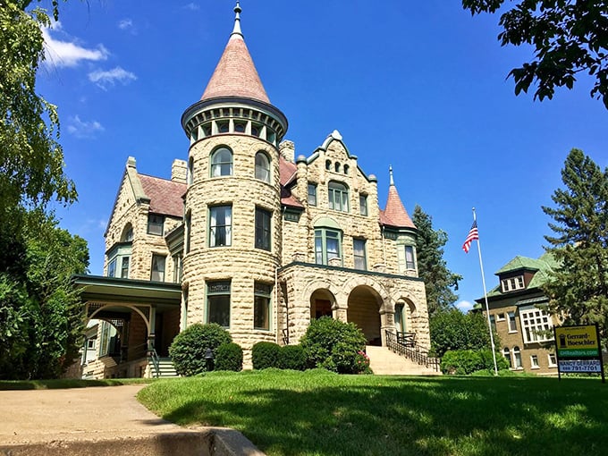 Cinderella, eat your heart out! This stone castle rises from the Wisconsin landscape like a fairytale come to life, complete with turrets and lush gardens.