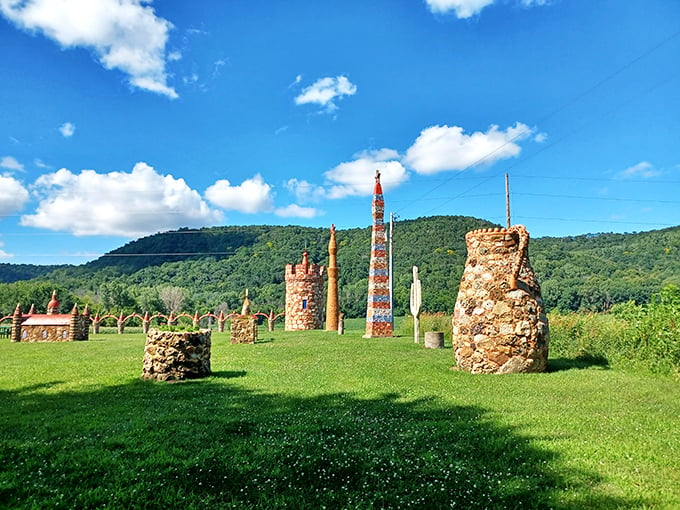 Whimsical wonderland or medieval fever dream? At Prairie Moon, stone towers sprout like magical mushrooms, reaching for Wisconsin's big sky.