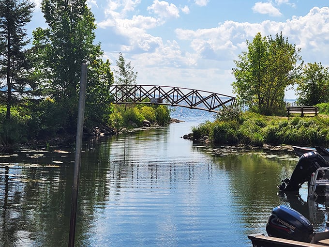 Bridge over tranquil water: Lake Bemidji's wooden walkways invite you to channel your inner Robert Frost and take the path less traveled.