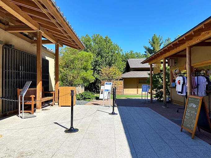 Welcome to serenity central! This entrance is like a portal to relaxation – no passport required, just an open mind and comfy shoes.