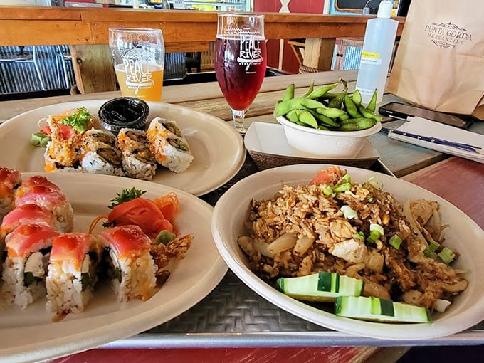 Sushi that's dressed to impress! These rolls are decked out with more toppings than a loaded baked potato at a county fair. 
