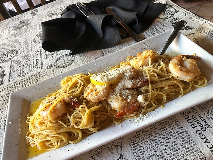 Shrimp Scampi, take two: Because one photo just wasn't enough to capture this garlicky glory. It's the seafood equivalent of a standing ovation. Photo credit: Tanja Smith