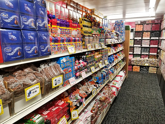 Step into a kaleidoscope of confectionery delights. This aisle is like Willy Wonka's factory, minus the Oompa Loompas and questionable work practices.