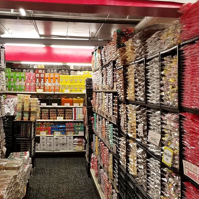 Candy mountain or sugar-coated heaven? This wall of treats could make even the Tooth Fairy reconsider her career choice.