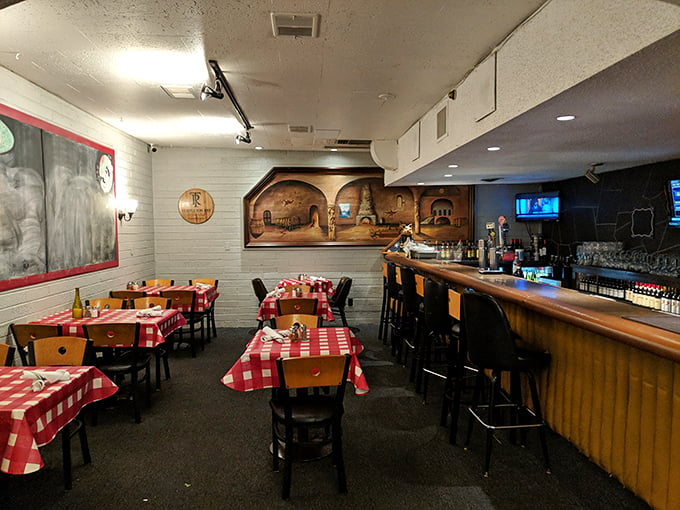 The bar area feels like a scene from an old Italian movie, complete with murals that transport you straight to the old country.