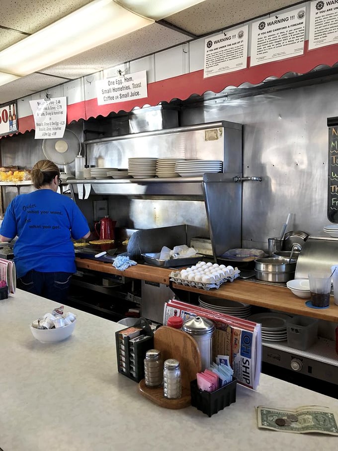 Where the magic happens! This bustling kitchen is like Santa's workshop, but instead of toys, they're crafting edible joy.