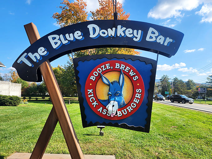 Booze, brews, and burgers that'll make you say "Eeyore kidding me!" The Blue Donkey's patio is calling your name.