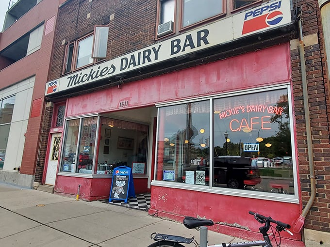 Grab a seat in history! Mickie's chrome counters and vinyl booths transport you to a time when milkshakes were thick and problems were thin.