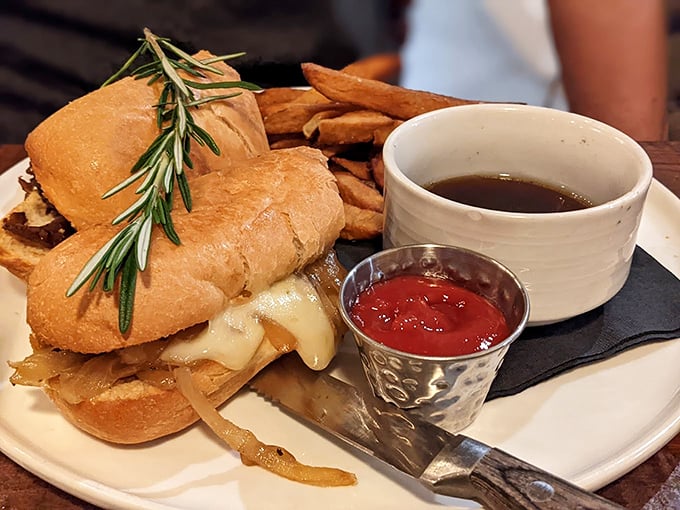 A French dip sandwich that's more satisfying than finding the perfect avocado. Juicy, savory, and worth every napkin. Photo credit: Damien Bull