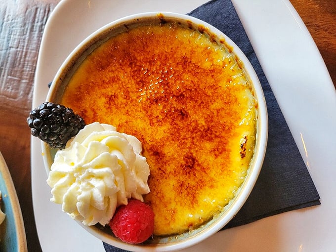 Another angle on perfection – this crème brûlée is the Brad Pitt of desserts. Timelessly attractive and impossible to resist. Photo credit: Emily R.