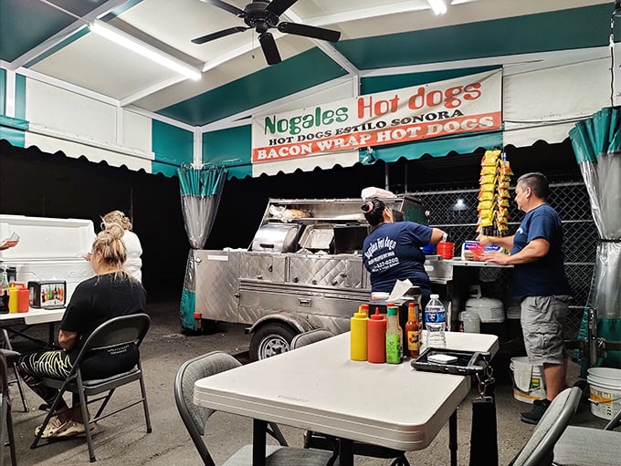 Simple seating, extraordinary flavors. Nogales Hot Dogs proves you don't need white tablecloths to serve up a gourmet experience.