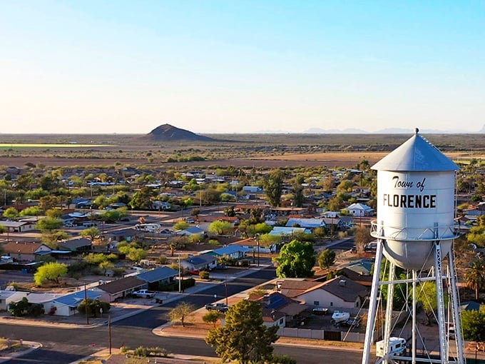 Florence: A town that's been "under arrest"-ing visitors with its charm since 1866. This water tower isn't just functional, it's an exclamation point on the skyline!