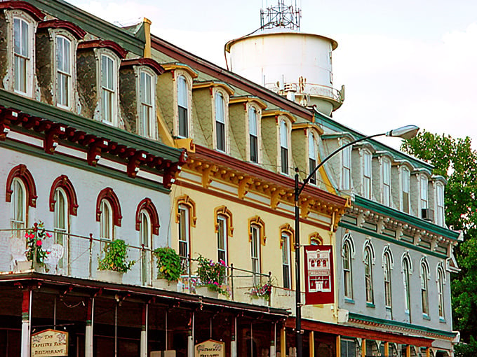 Lebanon's brick-lined St. Louis Street: Where every building tells a story. It's like a real-life game of Monopoly, but with better architecture.