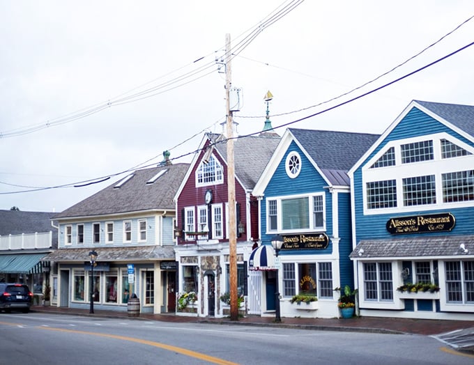 A shopper's paradise by the sea! Colorful storefronts beckon with promises of treasures both edible and collectible.