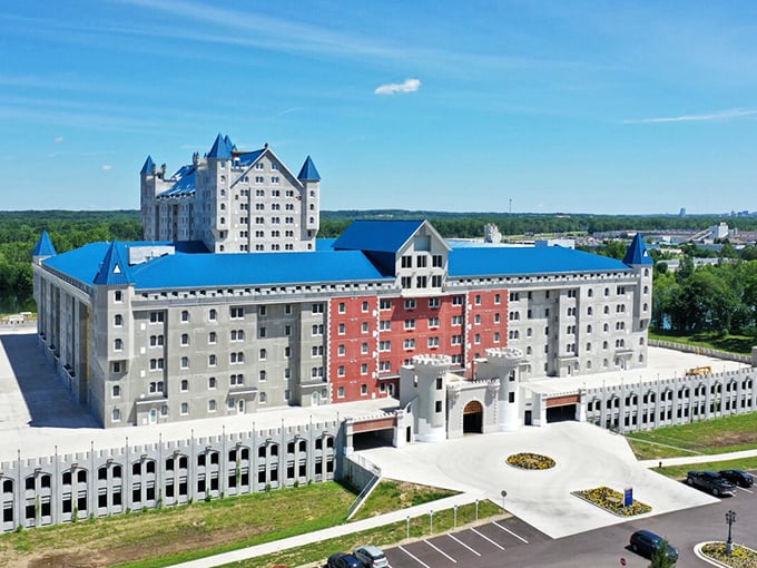 It's a bird! It's a plane! No, it's... a castle in the middle of suburban Michigan? The Grand Castle Apartments redefine "home sweet home."