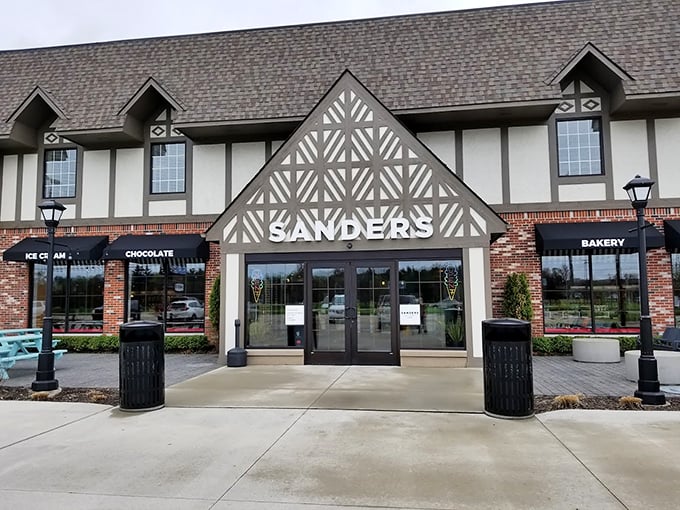 Sanders: Where Tudor architecture meets chocolate architecture. It's like Downton Abbey, but with more ice cream. Photo credit: Sharon Lucas