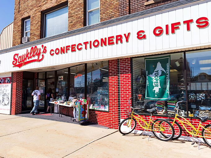 Red brick exterior, sweet surprises inside. Sayklly's is the architectural equivalent of a chocolate-covered cherry. Photo credit: Visit Escanaba