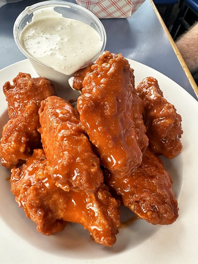 These buffalo wings might seem out of place at a seafood joint, but they're making a strong case for themselves. Photo credit: Jennifer M.