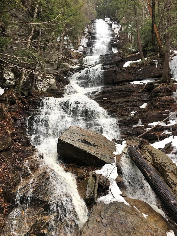 Forget the stairmaster, Lye Brook Falls trail is nature's gym with a view. The waterfall at the end is like the world's most beautiful participation trophy.