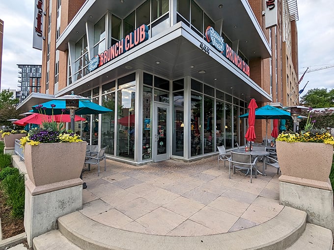 With those colorful umbrellas, it's like Mary Poppins decided to open a brunch spot. Supercalifragilistic-delicious!