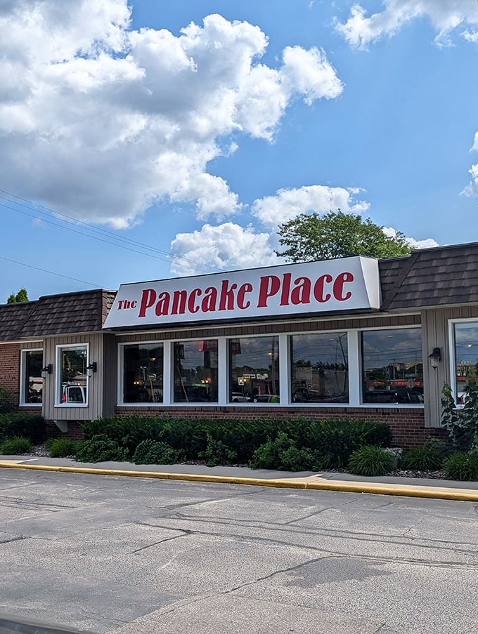 Pancake paradise or syrup sanctuary? Either way, your diet doesn't stand a chance against this fluffy fortress.