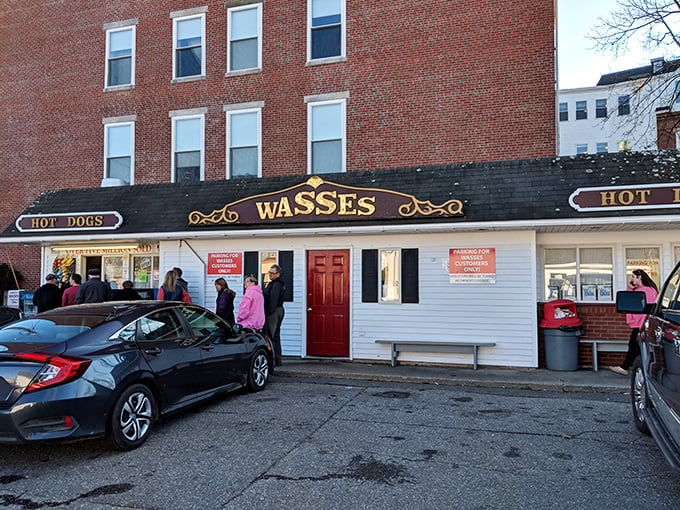 Step right up to hot dog heaven! Wasses' classic storefront promises a no-frills feast that'll transport you straight to flavor town.