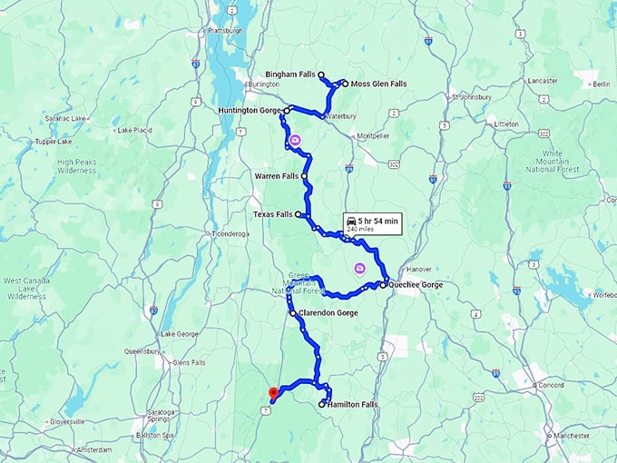 vermont scenic trip map