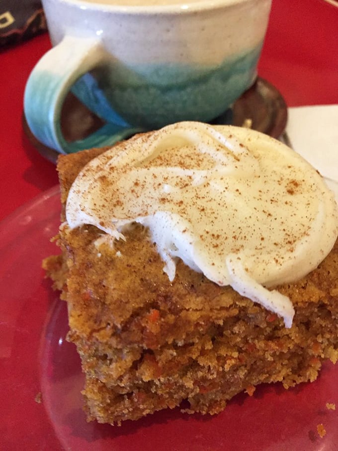 Carrot cake that'll make you see in the dark! This slice is so moist and decadent, it might just replace your morning multivitamin.