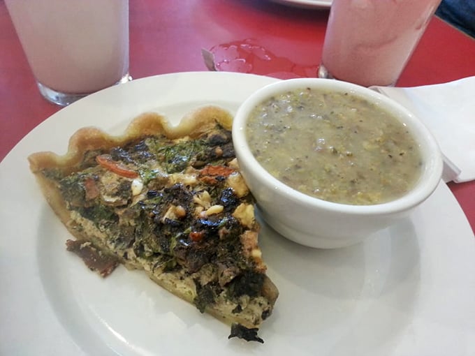 Green eggs and...quiche? This colorful combo proves that eating your veggies can be a delightful adventure for your taste buds.