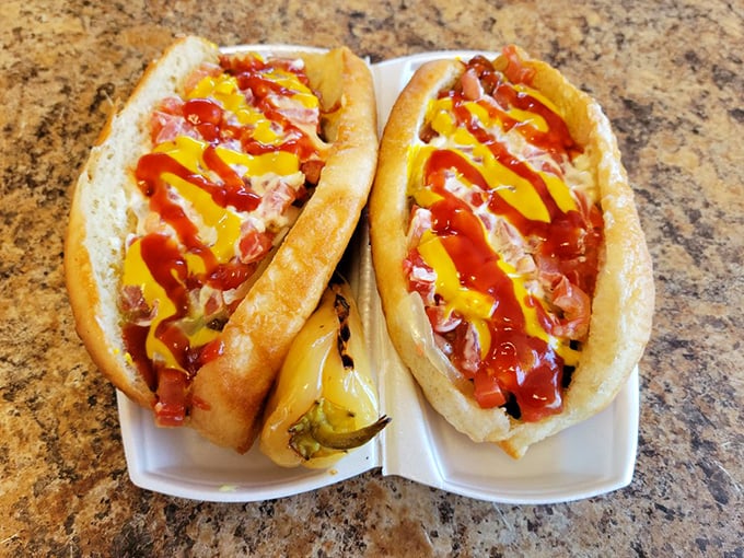 The Sonoran Hot Dog: Where America meets Mexico in a bun. It's the culinary equivalent of a warm hug from your abuela.