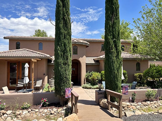 Casa del Vino! This Mediterranean-style villa isn't a mirage – it's Alcantara's tasting room, where desert meets Dionysus in a sun-baked architectural embrace.