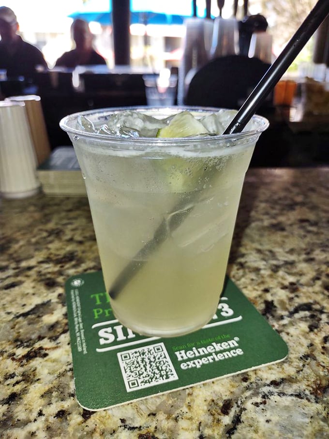 Margarita o'clock strikes again! This frosty concoction is like a mini-vacation with each sip. Salt rim optional, good times guaranteed.