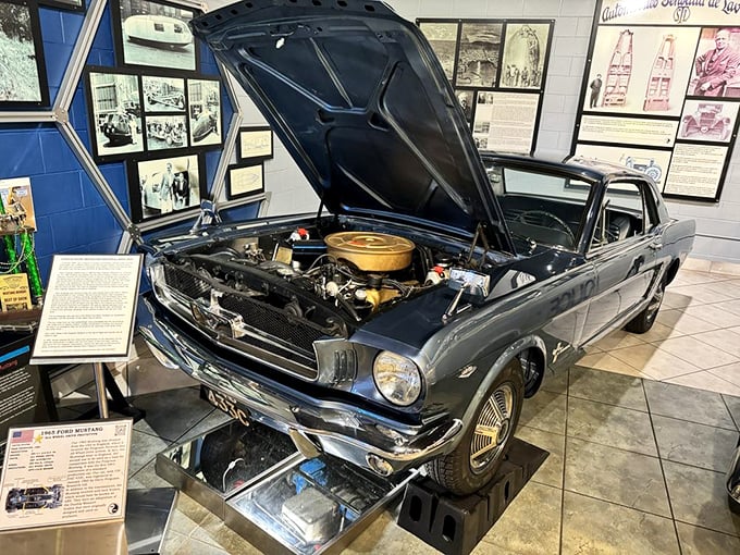 Pop the hood on this '65 Mustang and you'll find the heart of the American Dream. It's got more horsepower than a Kentucky Derby!