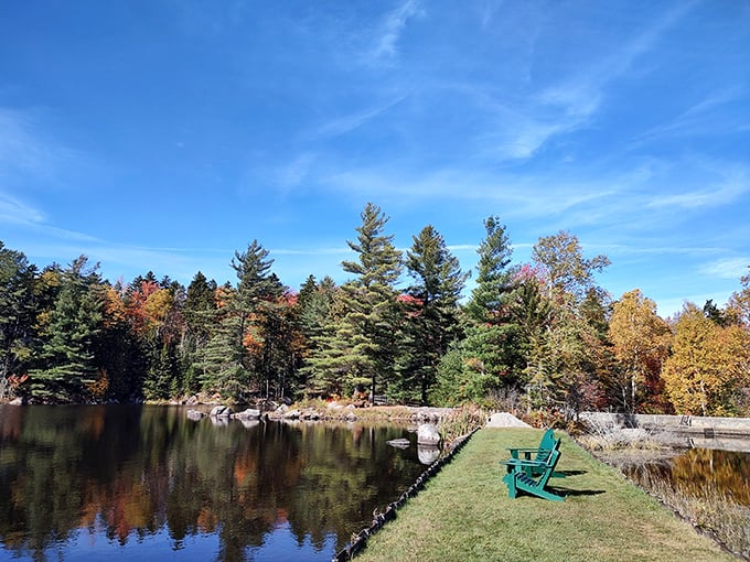 Green Mountain zen: Where every Adirondack chair is a front-row seat to nature's most spectacular show. No ticket required!