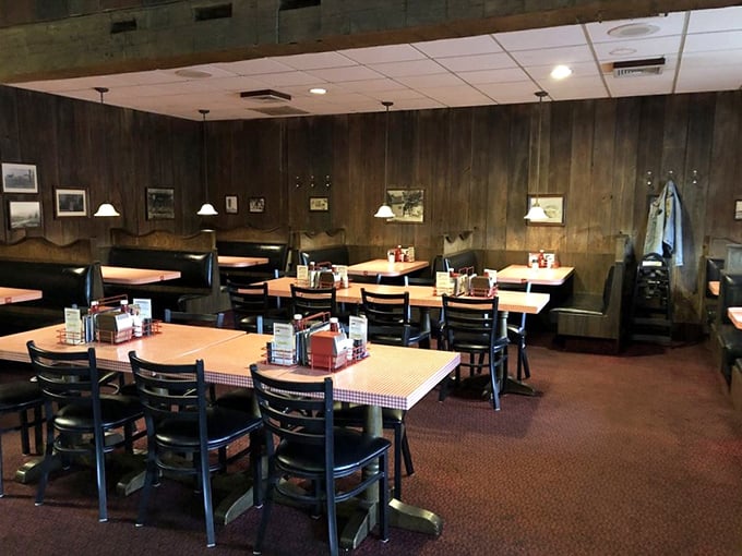 Slide into a booth and travel back in time. This wood-paneled wonderland is where "modern" means "Eisenhower-era chic." Don't adjust your TV set; you've entered The Twilight Zone of diners!