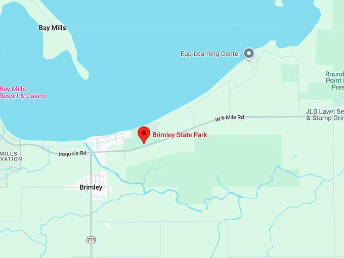 16. brimley state park beach map