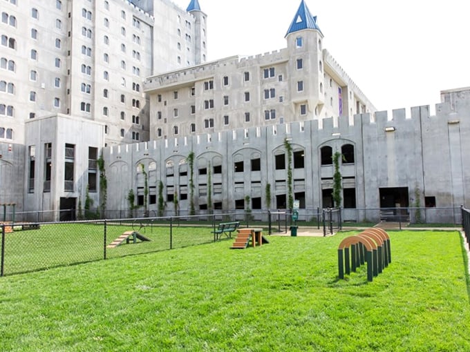 A courtyard straight out of a storybook. That fountain isn't for wishing—it's for plotting your next grand adventure!