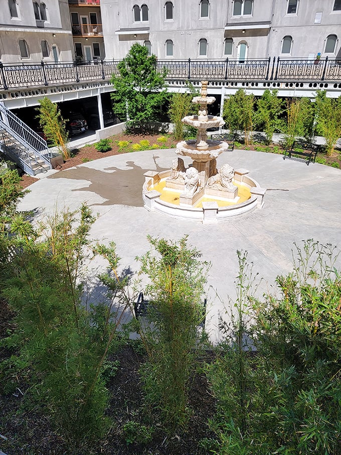 A fountain fit for Poseidon himself! This courtyard oasis is the perfect spot for some royal relaxation or impromptu water ballet.