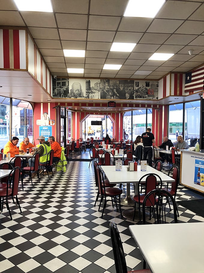 Step into a time machine disguised as a diner. The checkered floor has seen more shuffles than a deck of cards at a Vegas casino.