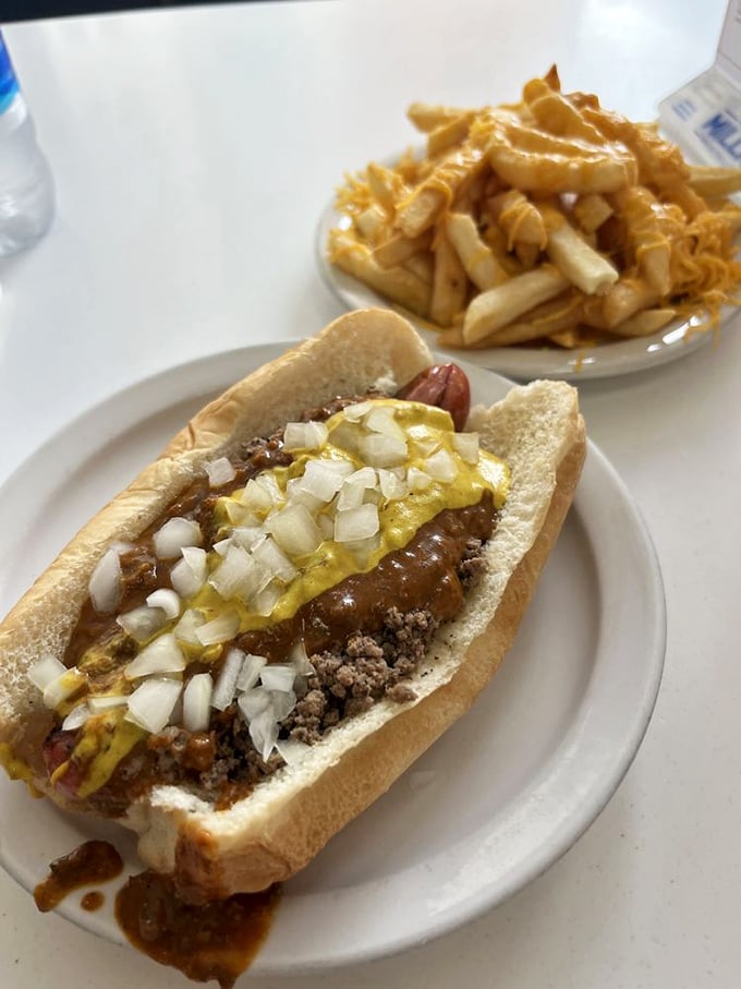 The American Special: It's like a regular Coney dog hit the gym and bulked up. Extra protein for the win!